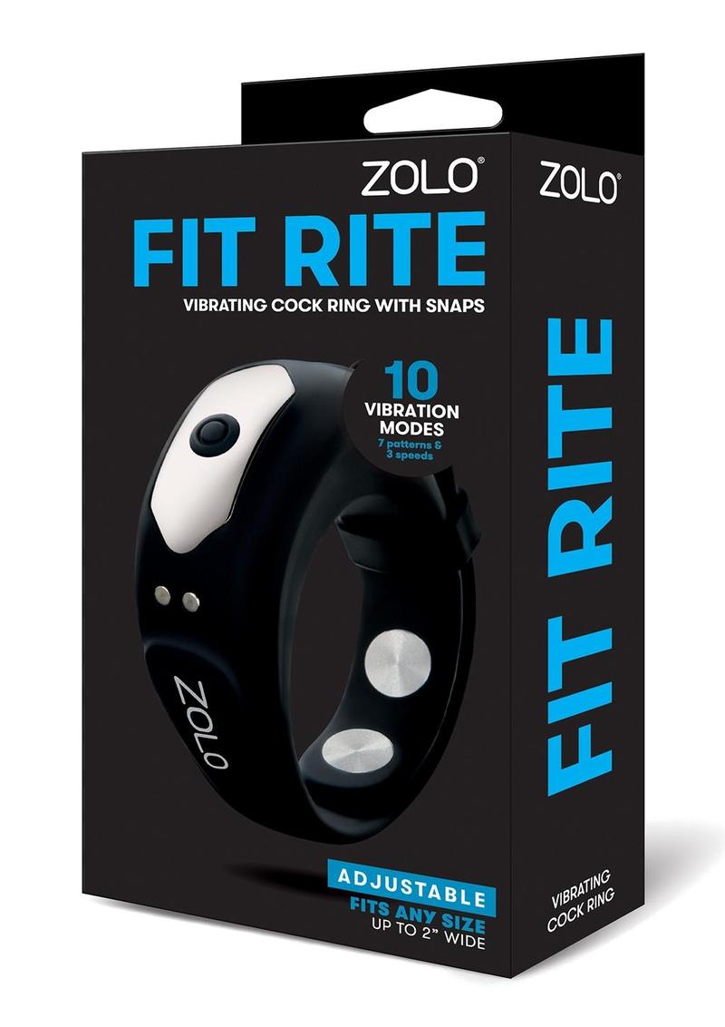 ZOLO Fit Rite Vibrate Cock Ring W/ Snaps - Black